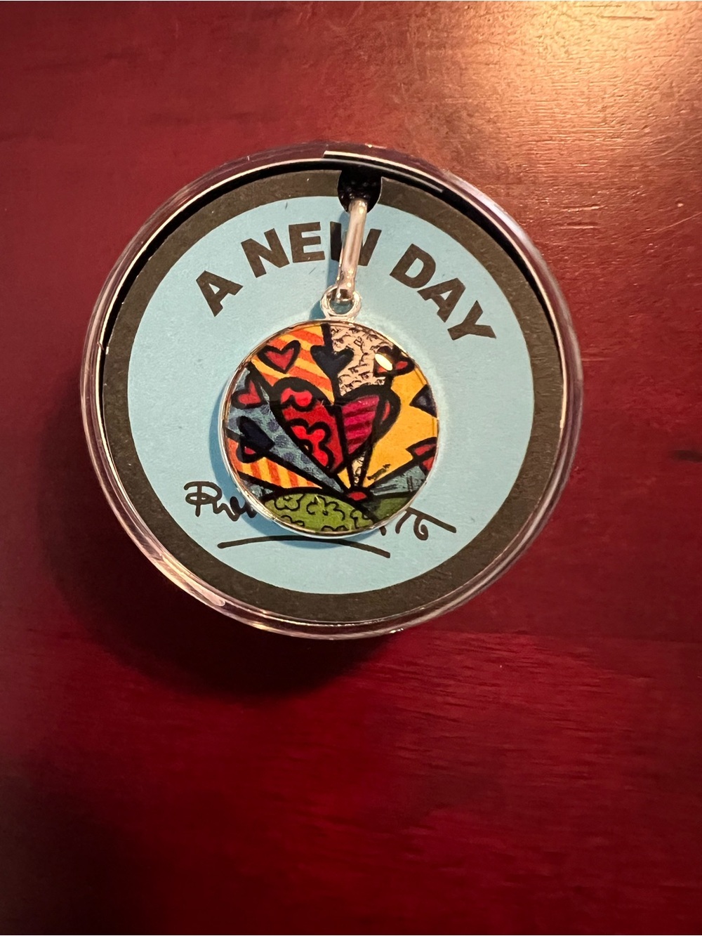 NIB Alex & Ani A New Day Colorful Heart Charm Romero Britto chain station silver